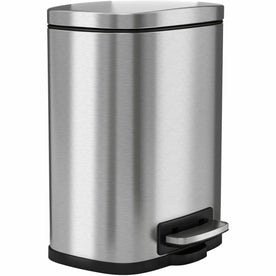 HLS Fire-Rated Soft Step Trash Can: 1.32 gal Stainless Steel Pedal Control - Waste Containers & Lids