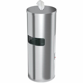 HLS Gym Wipe Dispenser Trash Can - 9 gal Stainless Steel Bin - Waste Containers & Lids