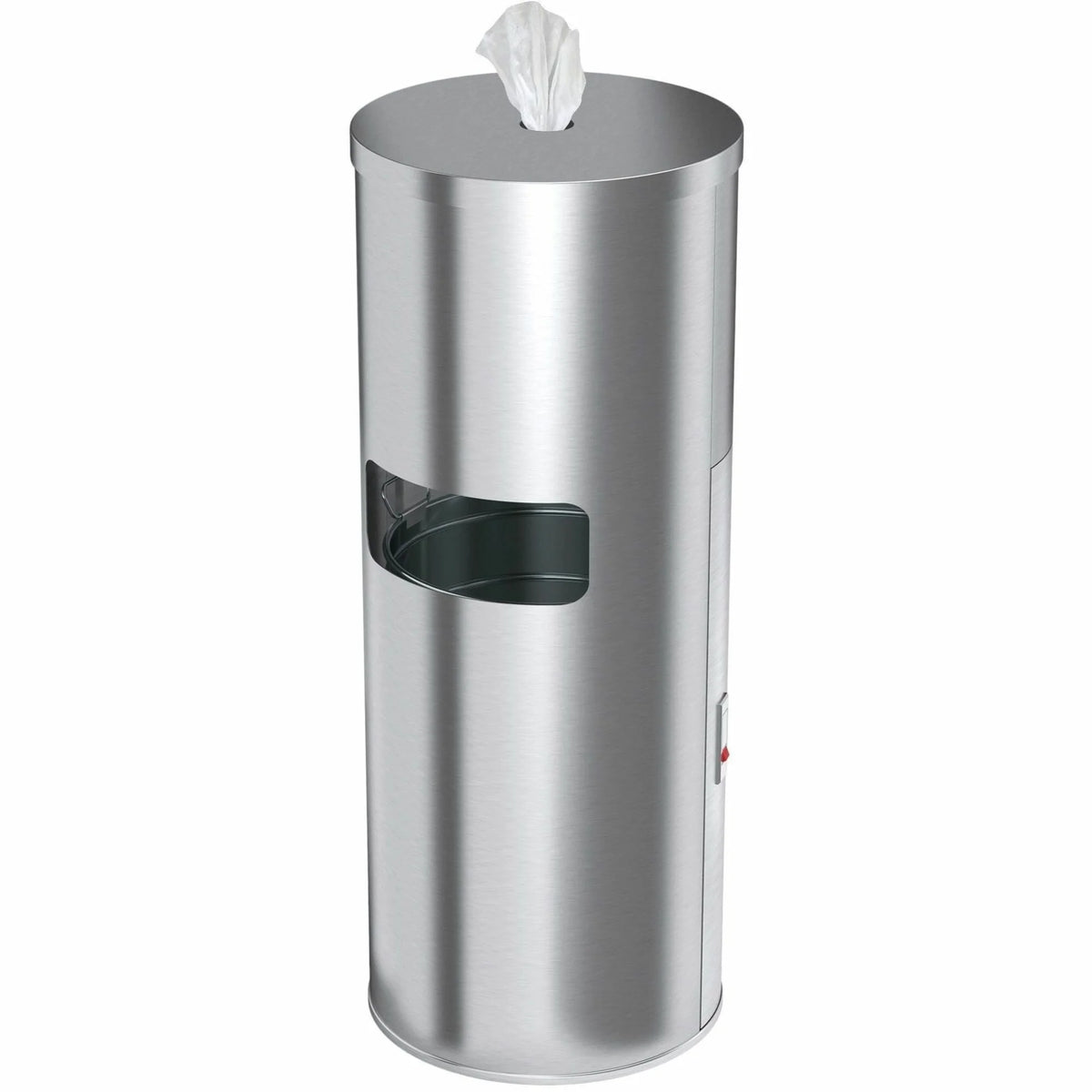 HLS Gym Wipe Dispenser Trash Can - 9 gal Stainless Steel Bin - Waste Containers & Lids