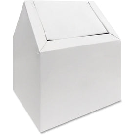 Hospeco Menstrual Care Waste Receptacle: Swing Lid Metal White - Sanitary Receptacle Dispenser