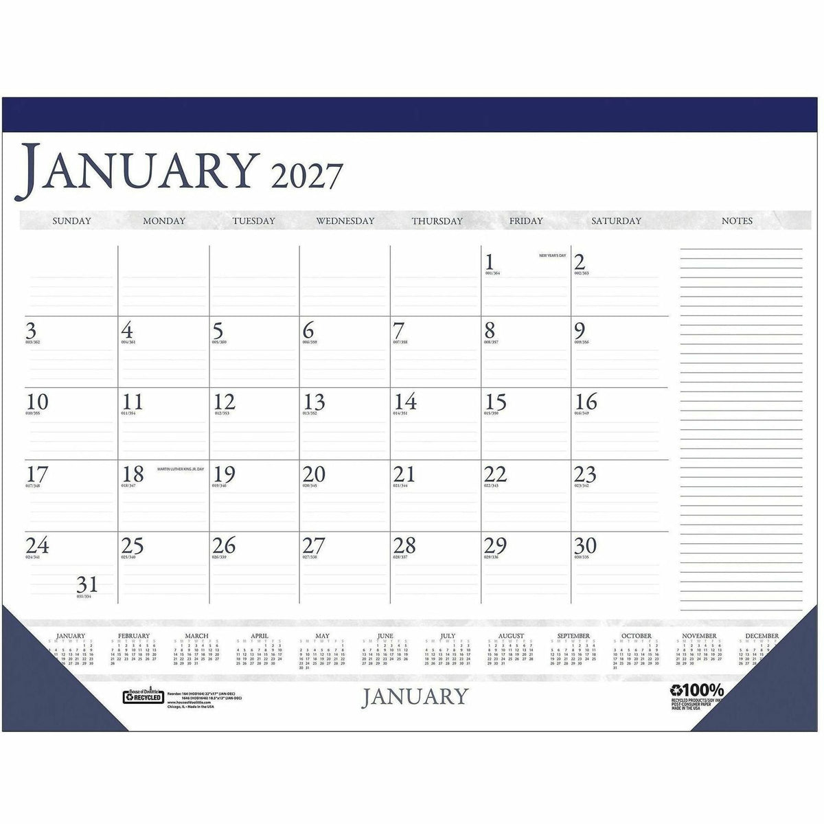 House of Doolittle Small Blocks 12-Month Desk Pad - 2000