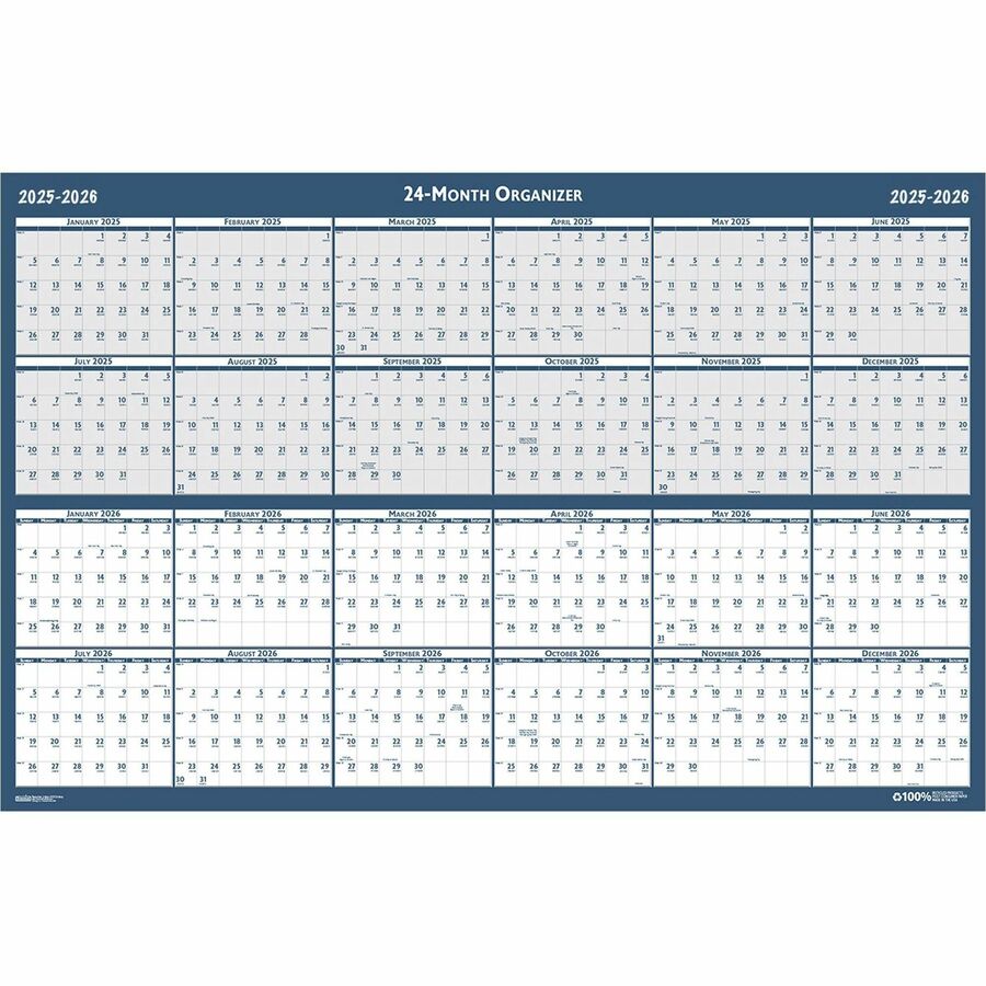 House of Doolittle 2 Year Wipe Off Classic Wall Calendar - Front