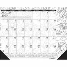House of Doolittle Academic Doodle Monthly Desk Pad Calendar 22’’ x 17’’ Aug 2025–Jul 2026 Single-Page Layout Julian