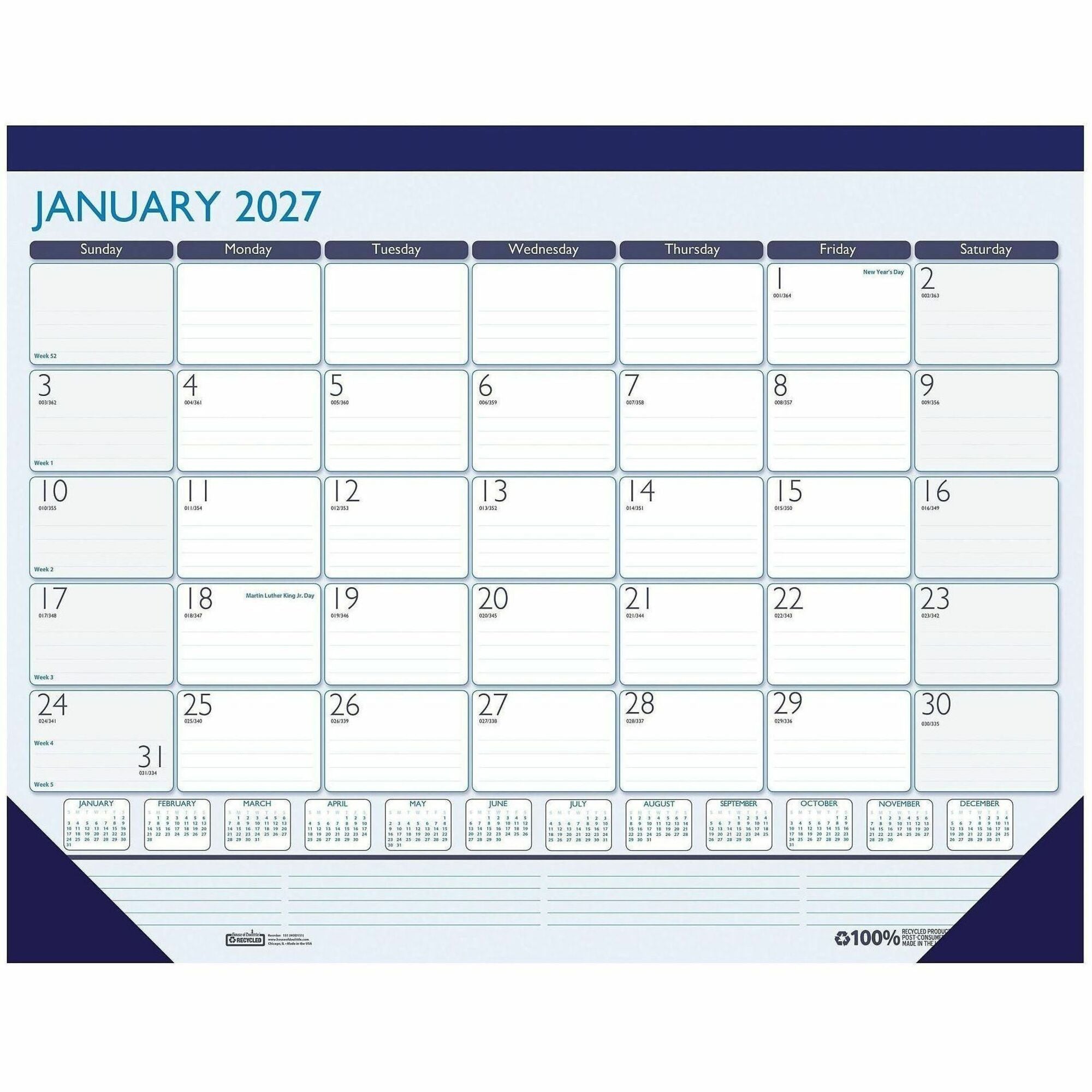 House of Doolittle Contempo Monthly Desk Pad - 2000