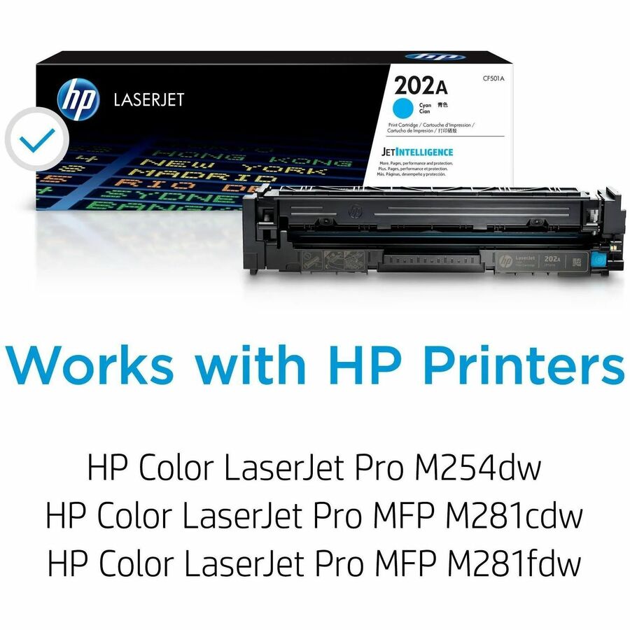 HP 202A (CF501A) Original Standard Yield Laser Toner Cartridge - Cyan - 1 Each - Alternate-Image1