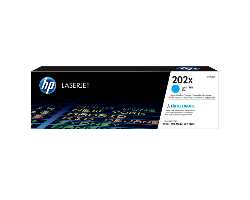 HP 202X (CF501X) Original High Yield Laser Toner Cartridge - Cyan - 1 Each