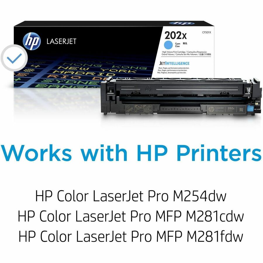 HP 202X (CF501X) Original High Yield Laser Toner Cartridge - Cyan - 1 Each - Alternate-Image2