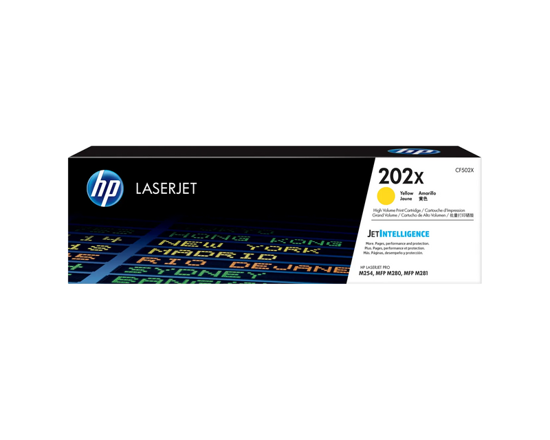 HP 202X (CF502X) Original High Yield Laser Toner Cartridge - Yellow - 1 Each