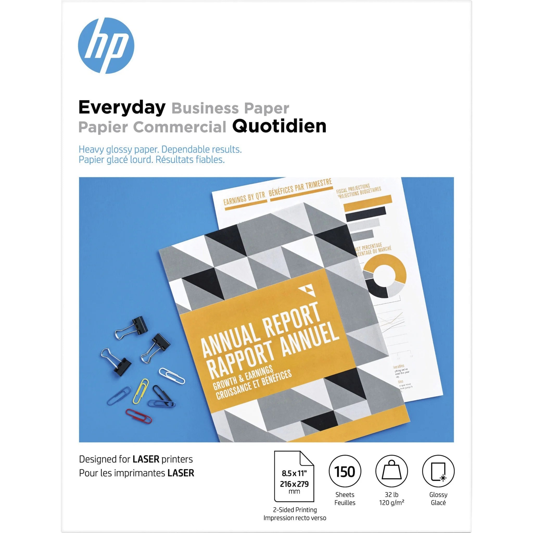 HP 32 lb. Laser Printer Paper: Glossy White 95 Brightness - Copy & Paper