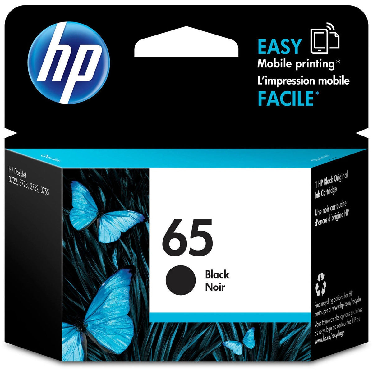 HP 65 (N9K02AN) Original Inkjet Ink Cartridge - Black - 1 Each - 2000