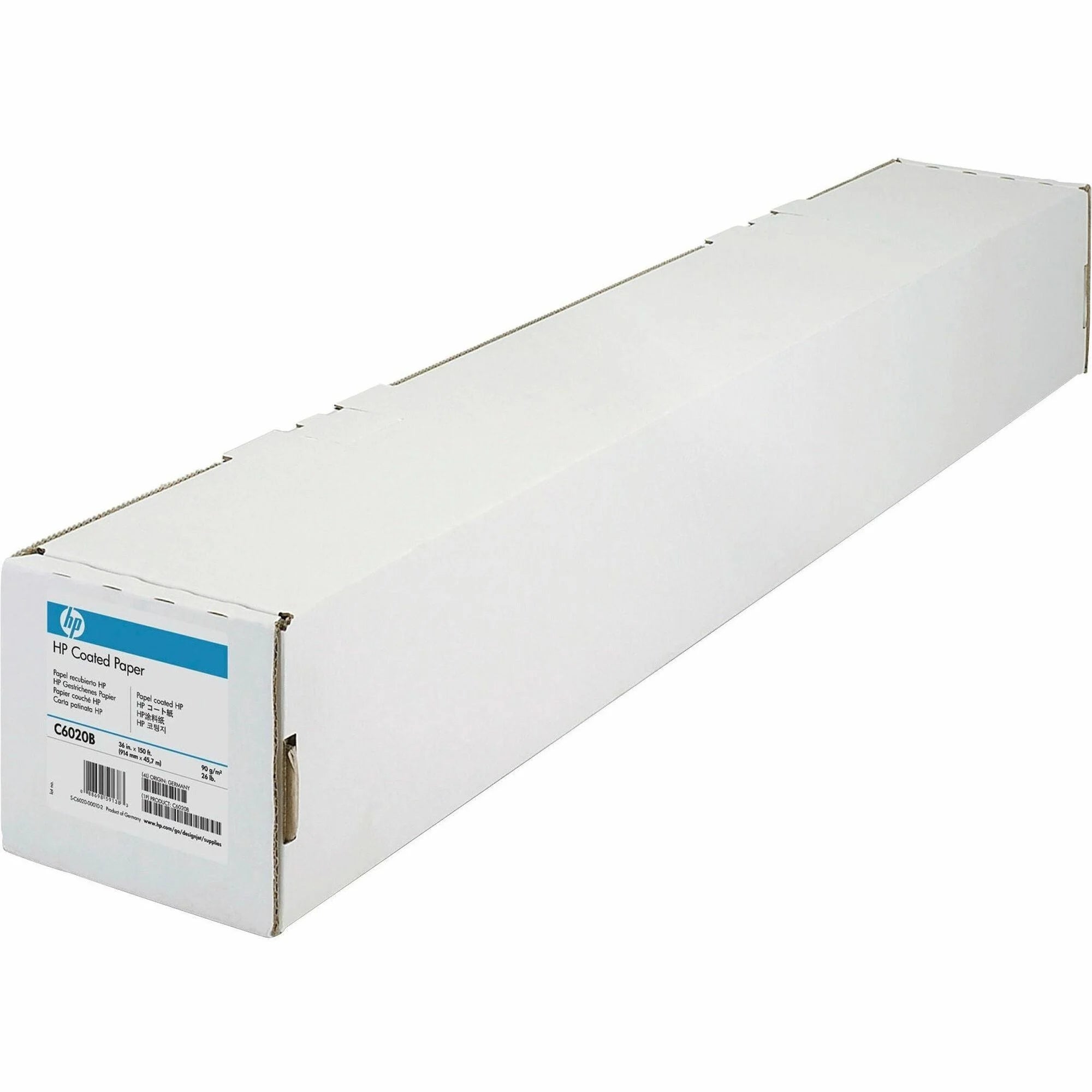 HP Coated Paper: 90 Brightness 90% Opacity A0 36’’ x 150 ft 24 lb - Matte White - Wide Format Paper
