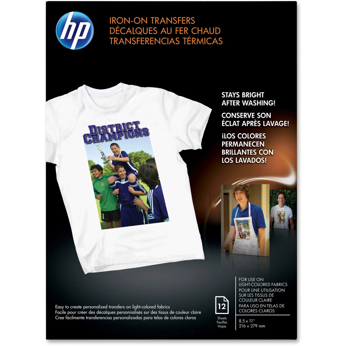 HP Inkjet Iron-On Transfers: 91 Brightness Letter Size White - Pack of 12 - Art Paper Rolls/Tissue