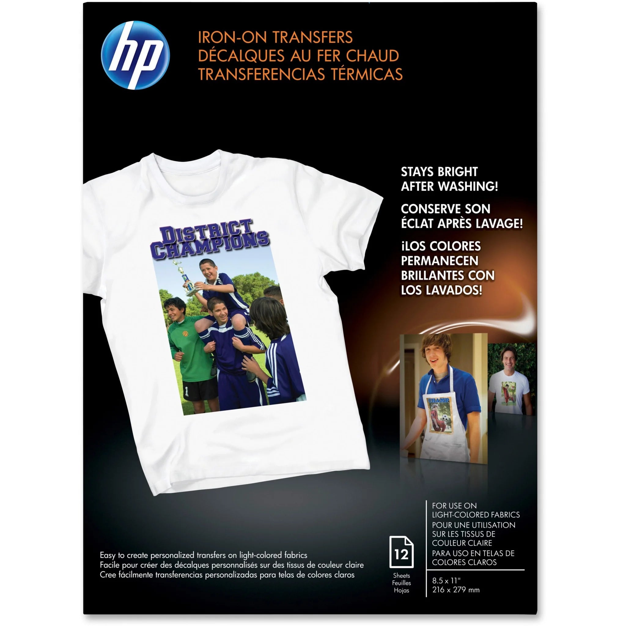 HP Inkjet Iron-On Transfers: 91 Brightness Letter Size White - Pack of 12 - Art Paper Rolls/Tissue