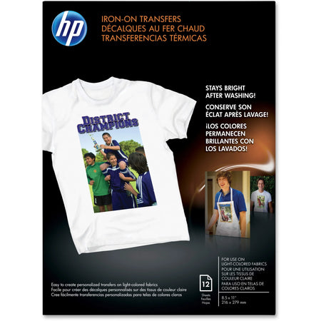 HP Inkjet Iron-On Transfers: 91 Brightness Letter Size White - Pack of 12 - Art Paper Rolls/Tissue