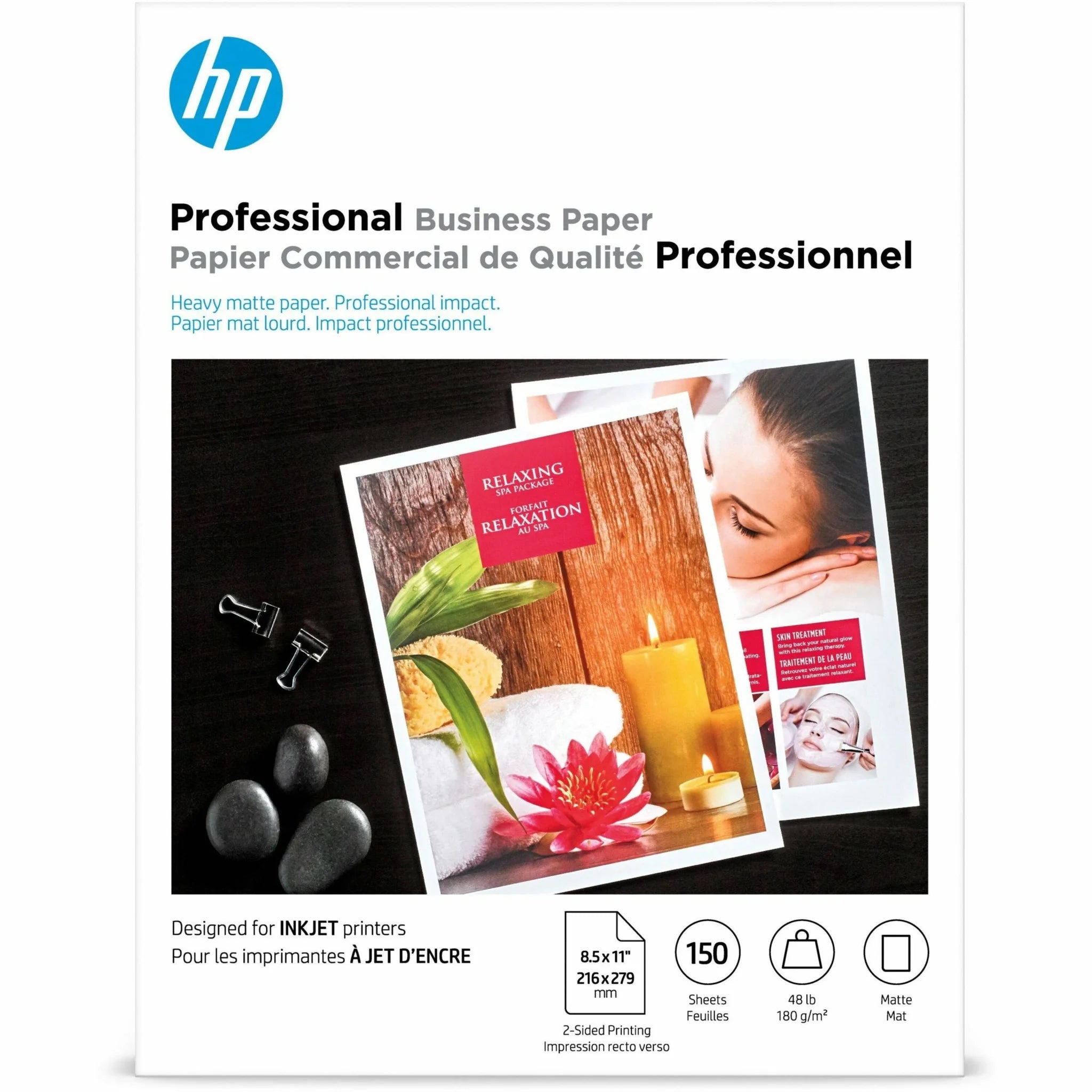 HP Matte Inkjet Brochure Paper - White - 103 Brightness - Letter - 8 1/2’’ x 11’’ - 48 lb Basis Weight - Photo