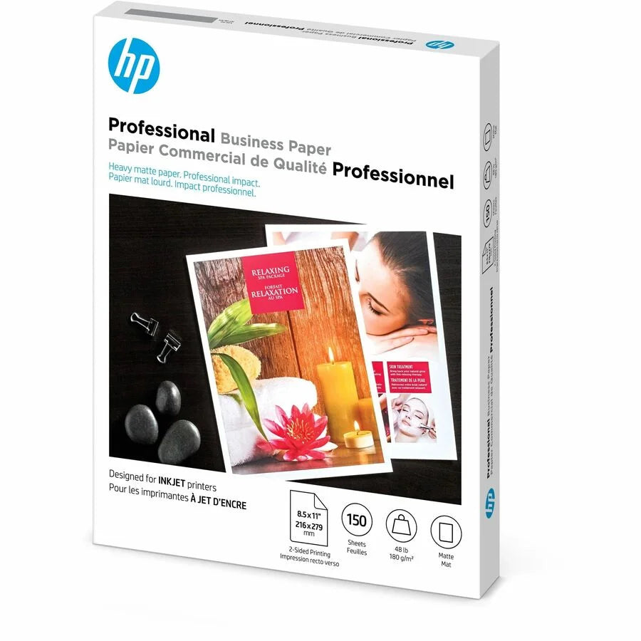 HP Matte Inkjet Brochure Paper - White - 103 Brightness - Letter - 8 1/2’’ x 11’’ - 48 lb Basis Weight - Photo