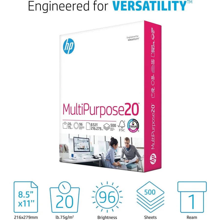HP Multipurpose Copy Paper: White 96 Brightness Letter Size 20lb Weight - 500 Sheets - & Printer Paper