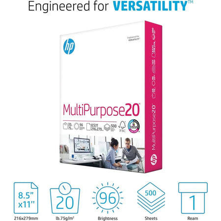 HP Multipurpose Copy Paper: White 96 Brightness Letter Size 20lb Weight - 500 Sheets - & Printer Paper