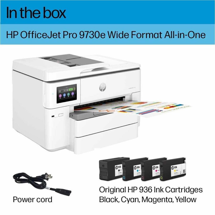 HP Officejet Pro 9730e Wired & Wireless Inkjet Multifunction Printer - Color - Alternate-Image4