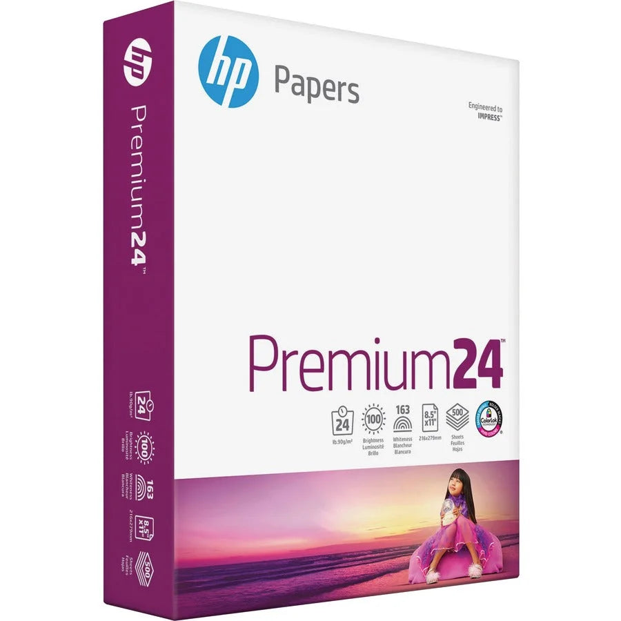 HP Papers Premium Paper: White 100 Brightness 24 lb - Double-sided Heavyweight Jam-free - 500 Sheets - Copy & Printer