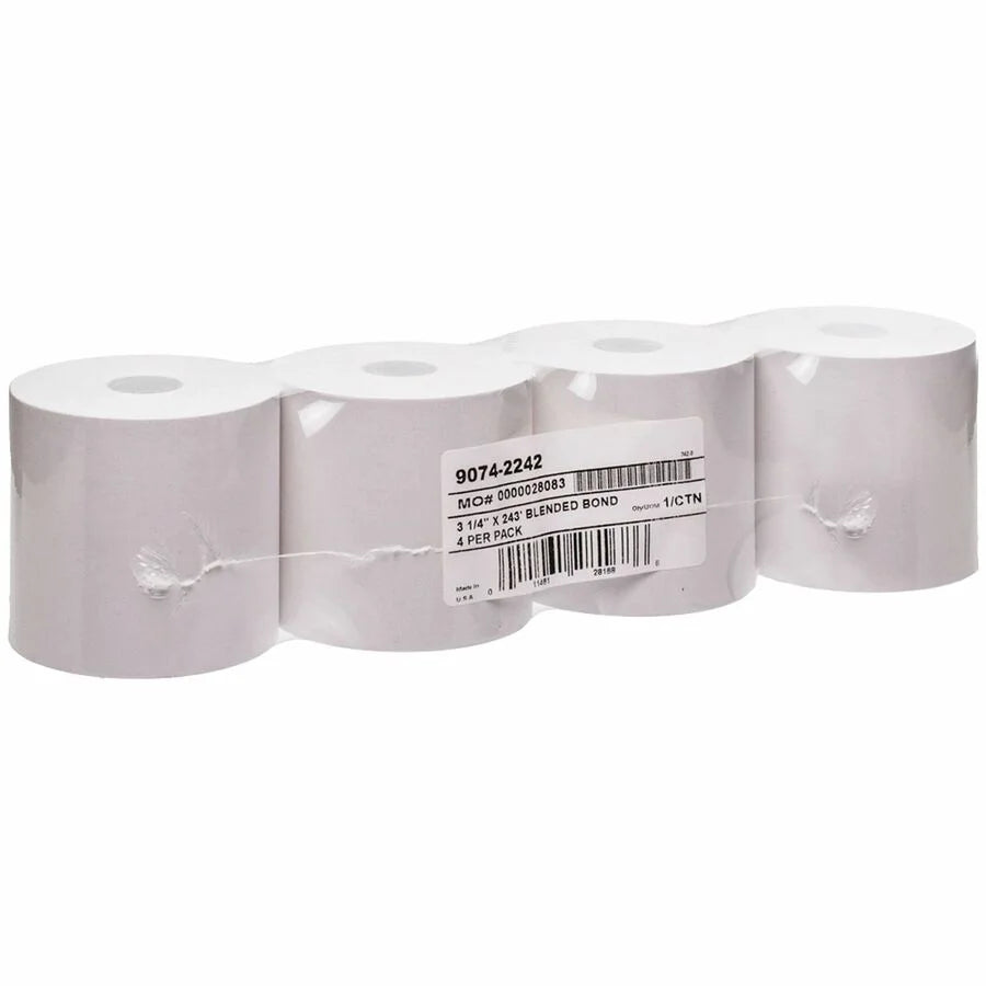 ICONEX Blended Bond Paper POS Receipt Roll - White - 4 Pack - Register / Thermal Receipts