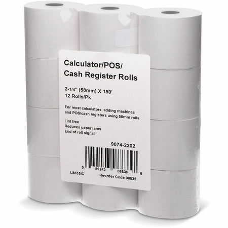 ICONEX Blended Bond Paper Roll - 2 1/4’’ x 150 ft - White - 12 Pack - Register / Thermal Receipts