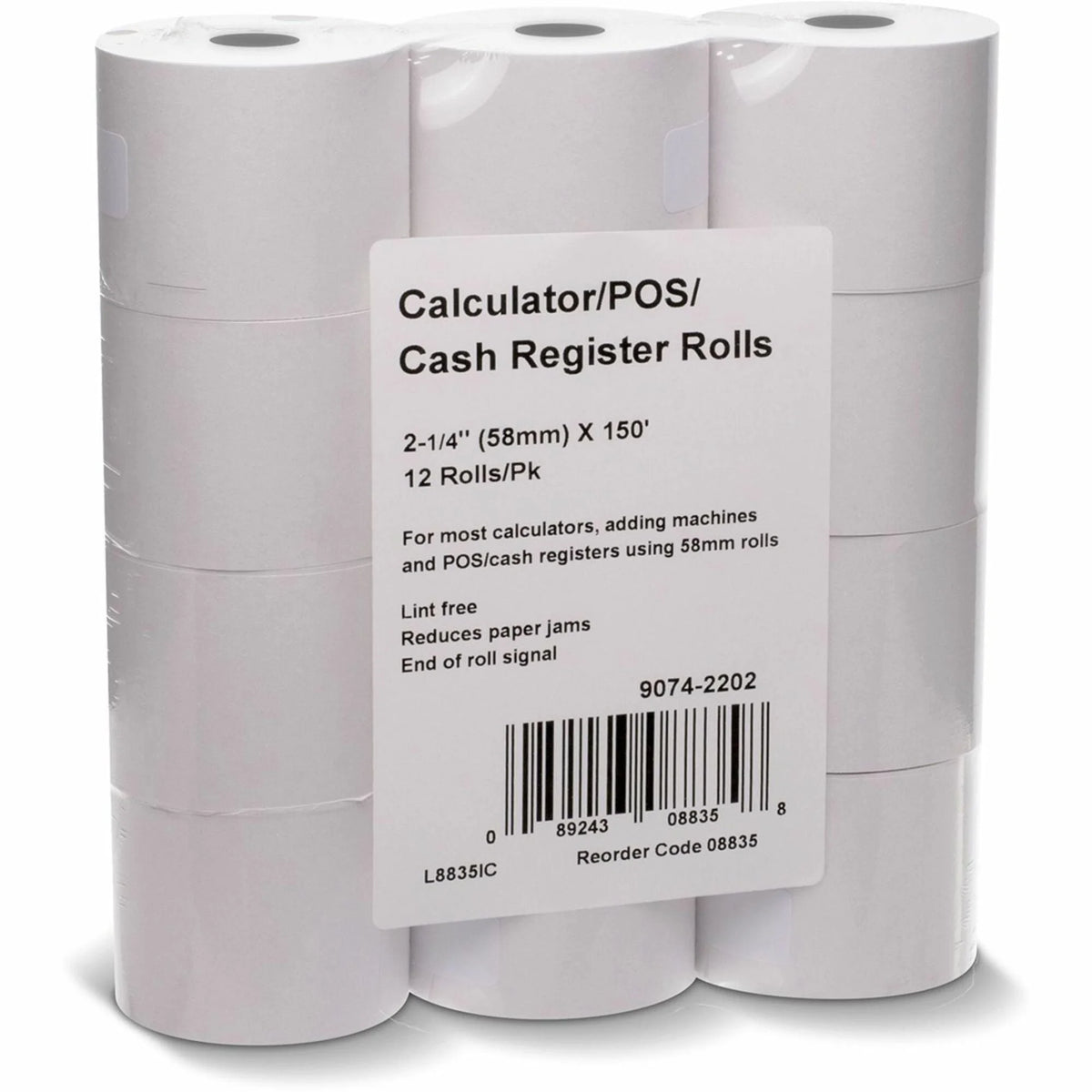 ICONEX Blended Bond Paper Roll - 2 1/4’’ x 150 ft - White - 12 Pack - Register / Thermal Receipts