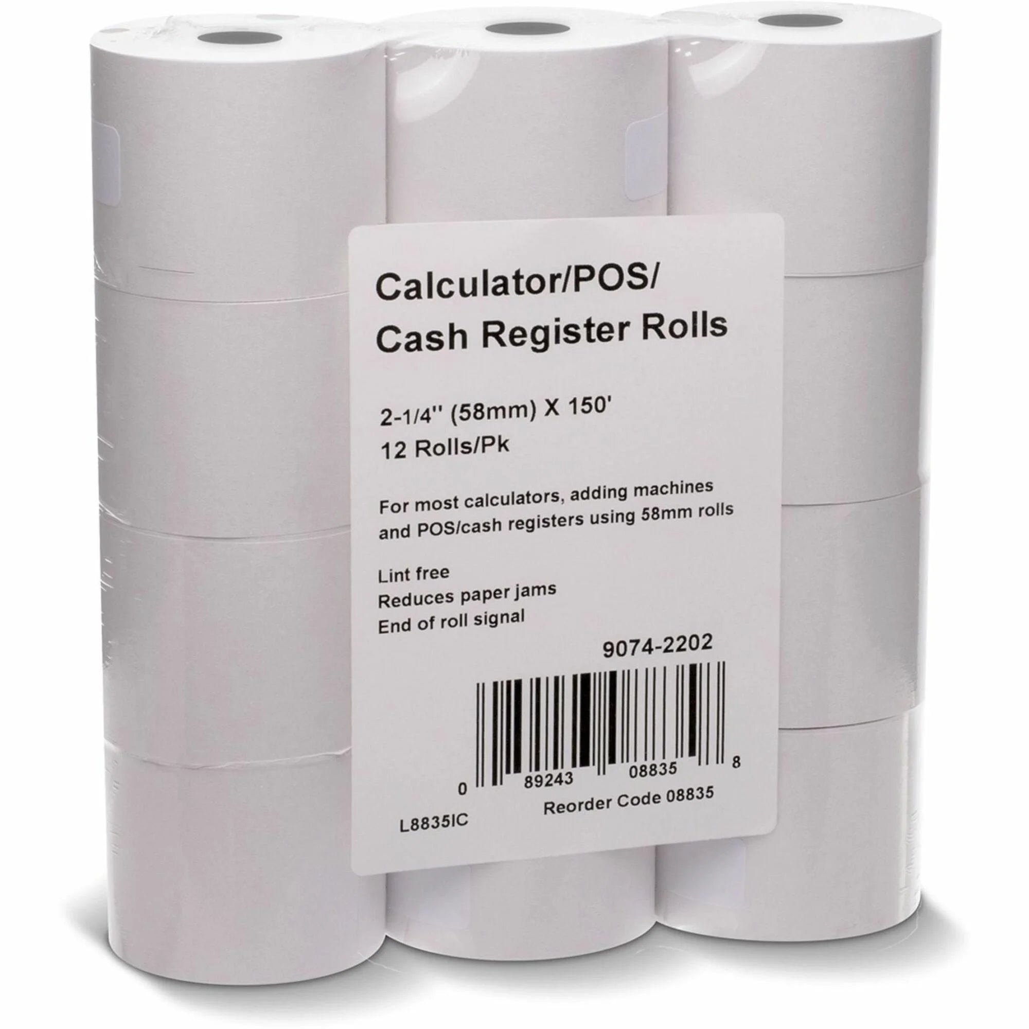 ICONEX Blended Bond Paper Roll - 2 1/4’’ x 150 ft - White - 12 Pack - Register / Thermal Receipts