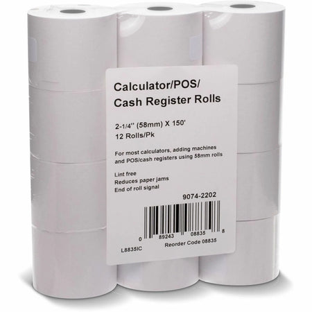 ICONEX Blended Bond Paper Roll - 2 1/4’’ x 150 ft - White - 12 Pack - Register / Thermal Receipts