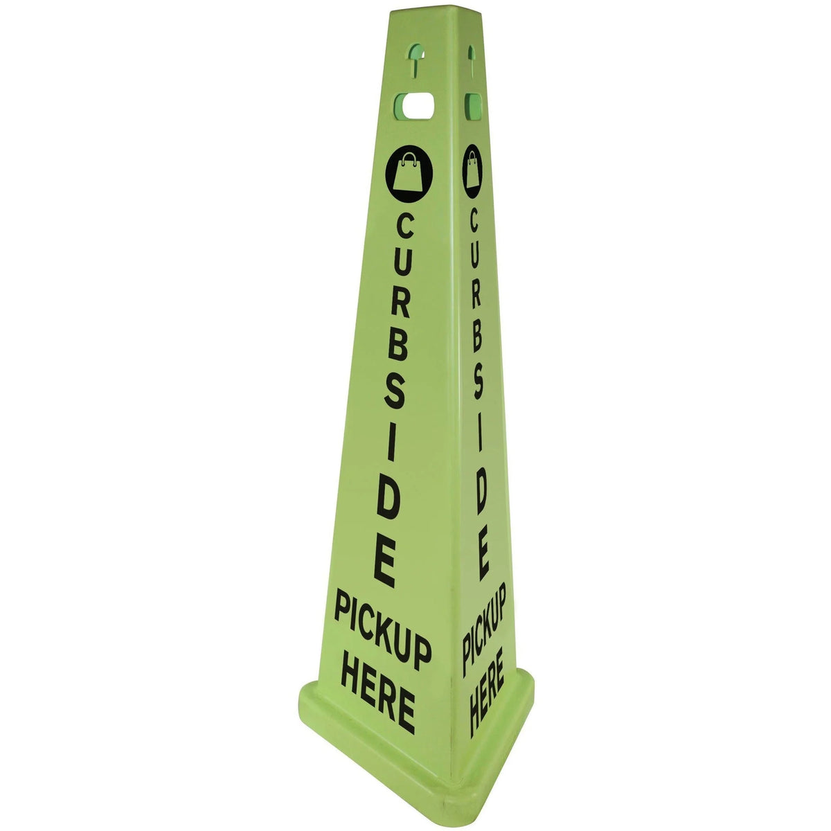 Impact TriVu 3-Sided Curbside Pickup Safety Sign - Fluorescent Yellow - 14.8’’ x 40’’ - Signs & Nameplates