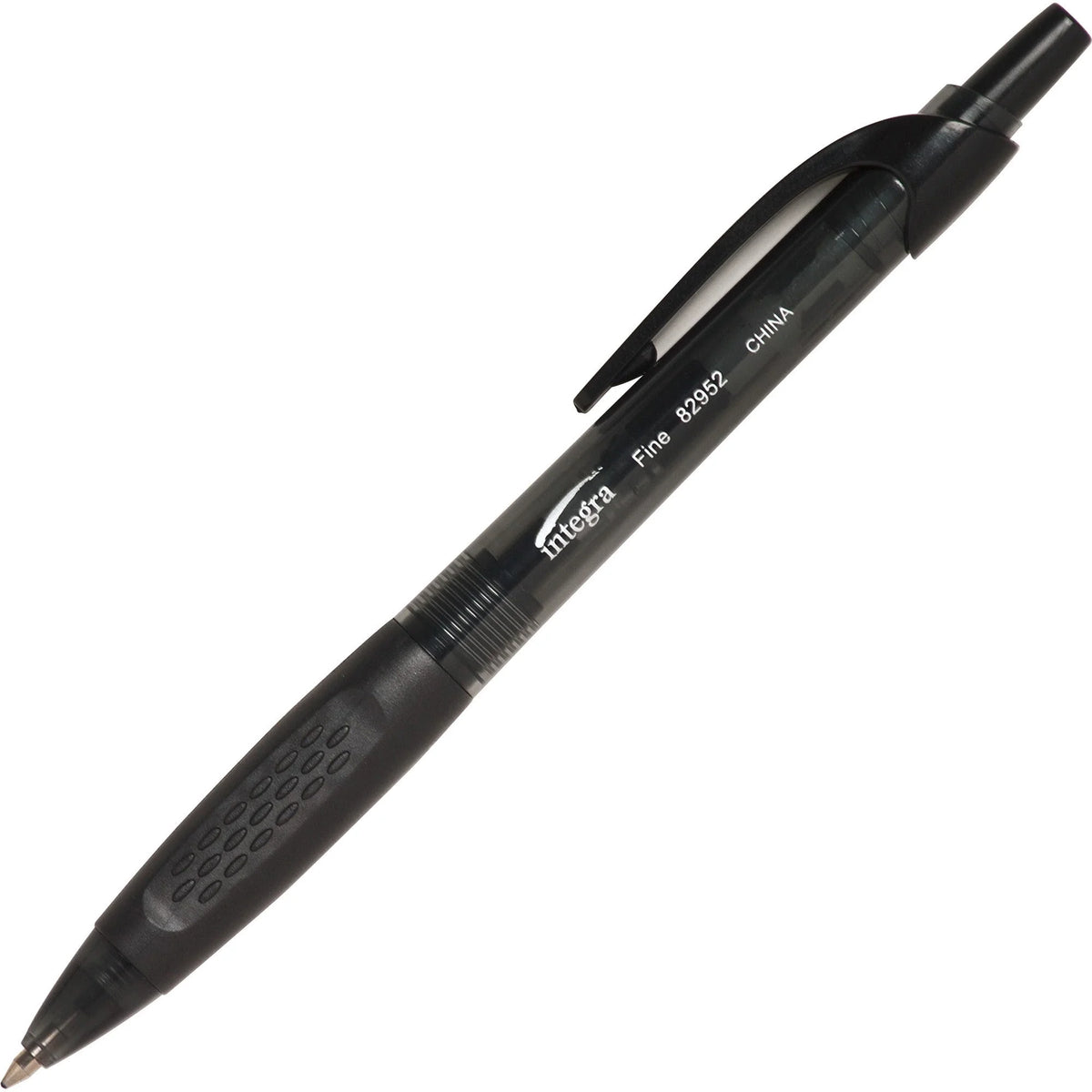Integra 82952 Retractable Ballpoint Pens: Fine Point Black Ink - 1 Dozen - Pens