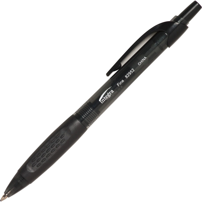 Integra 82952 Retractable Ballpoint Pens: Fine Point Black Ink - 1 Dozen - Pens