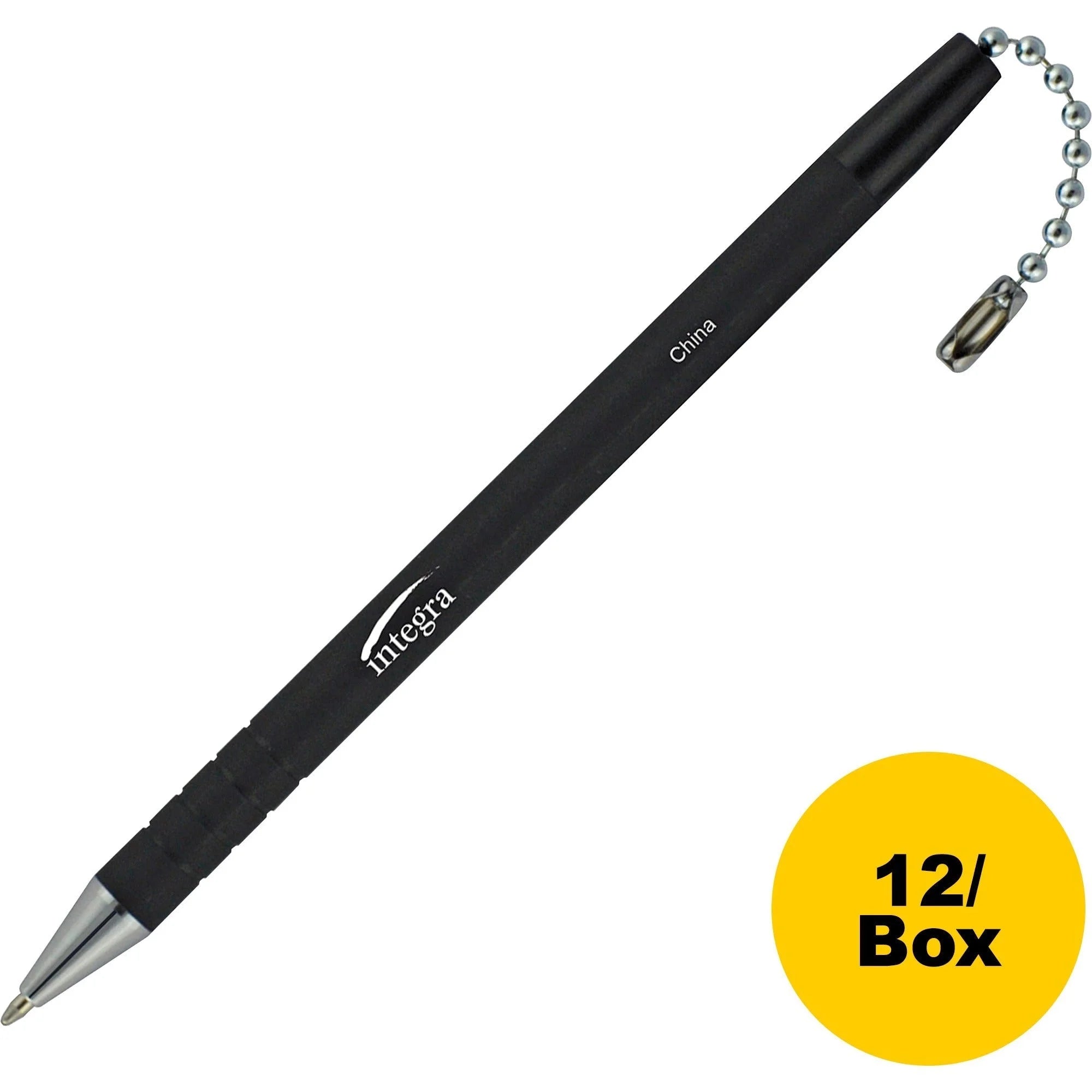 Integra Antimicrobial Counter Pen: Black Ink Rubber Barrel - 12/Box - Pens