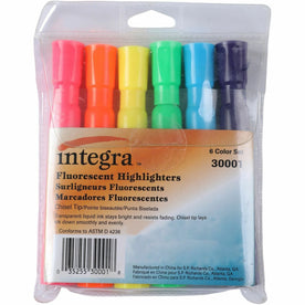 Integra Chisel Desk Liquid Highlighters - Assorted Ink - 6/Set