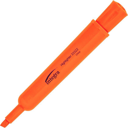 Integra Chisel Desk Liquid Highlighters - Fluorescent Orange Ink - 12-Pack