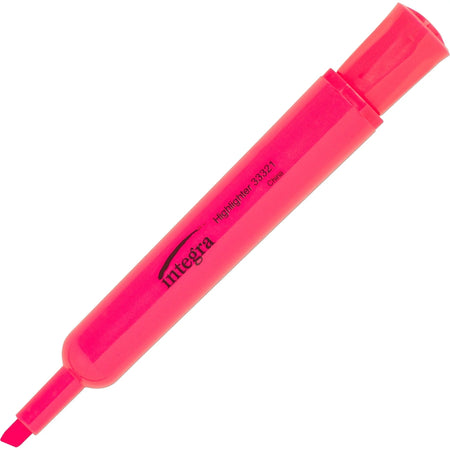 Integra Chisel Desk Liquid Highlighters - Fluorescent Pink Ink - 1 Dozen