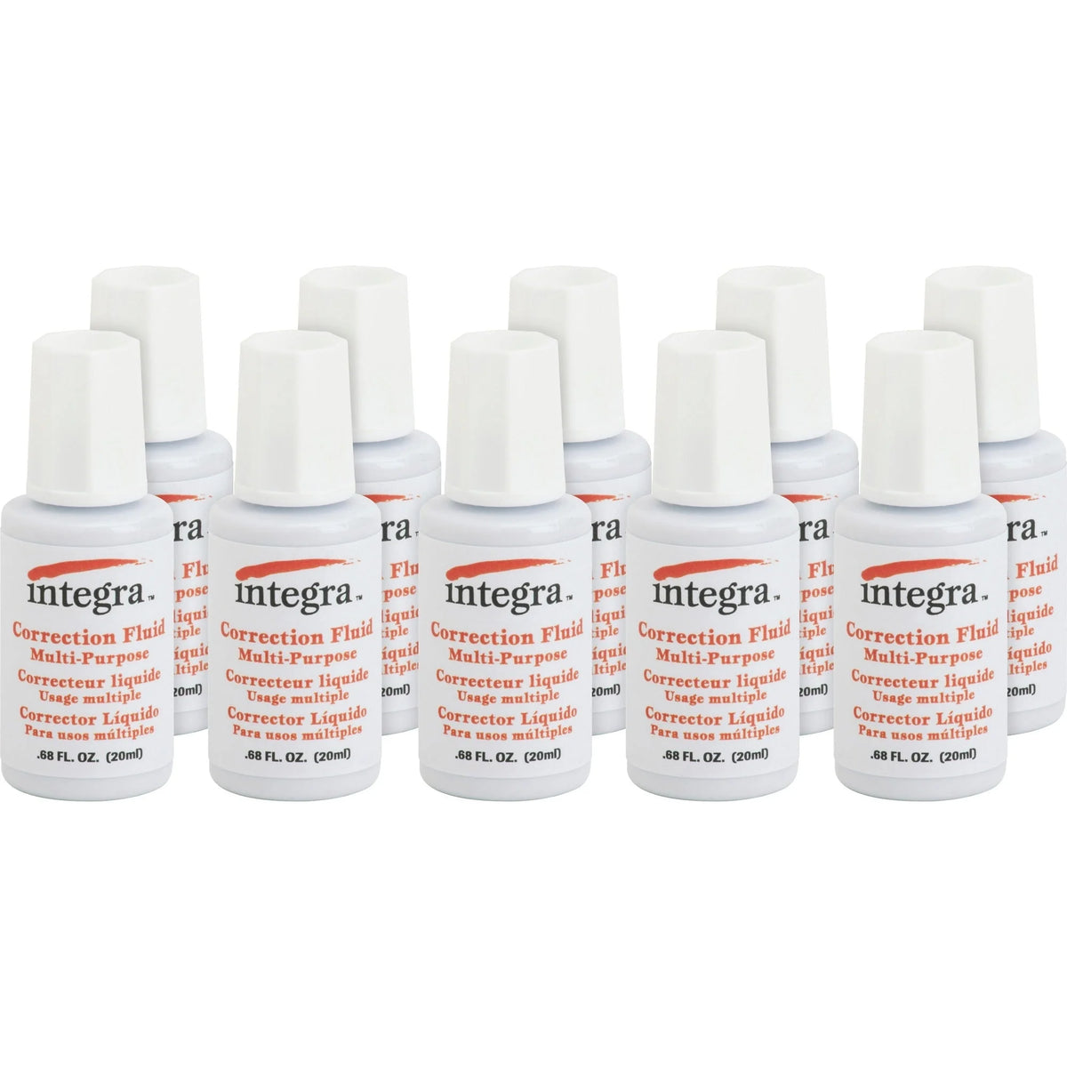 Integra Correction Fluid: Brush Applicator 22mL White - 10/Box - Supplies