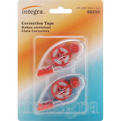 Integra Correction Tape: 2 Dispensers White 1 Tape - 2/Pack - Supplies