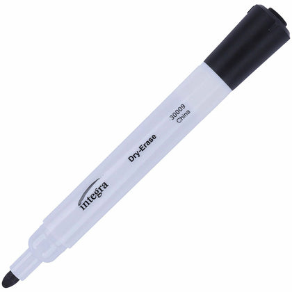Integra Dry-Erase Markers - Bullet Tip Black Ink - Pack of 12 - &