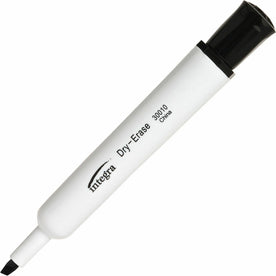 Integra Dry-Erase Markers - Chisel Point Black Ink - Fiber Tip - 12/Box - &