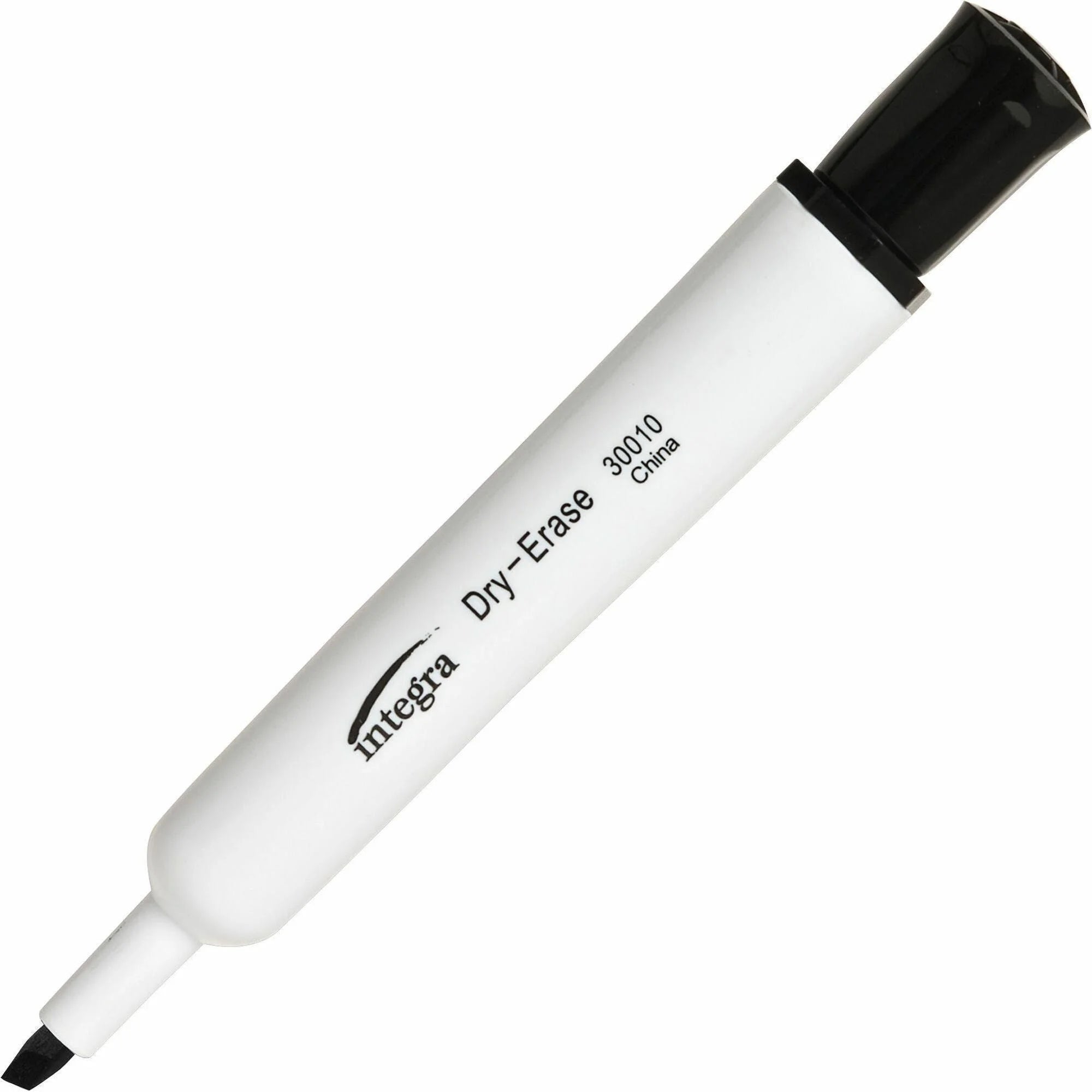 Integra Dry-Erase Markers - Chisel Point Black Ink - Fiber Tip - 12/Box - &