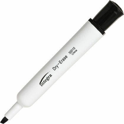 Integra Dry-Erase Markers - Chisel Point Black Ink - Fiber Tip - 12/Box - &