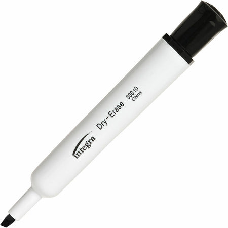 Integra Dry-Erase Markers - Chisel Point Black Ink - Fiber Tip - 12/Box - &