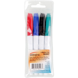 Integra Dry-Erase Markers: Fine Point Assorted Ink - 4/Set - Markers &