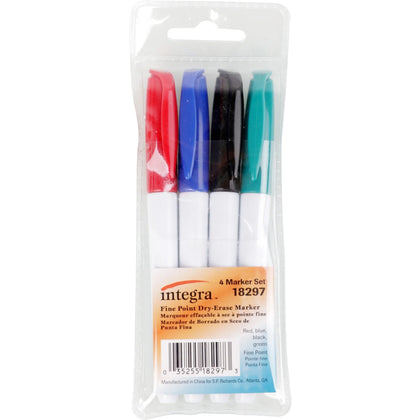 Integra Dry-Erase Markers: Fine Point Assorted Ink - 4/Set - Markers &