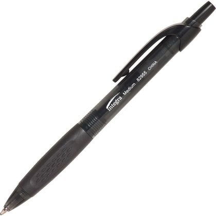 Integra Easy Click Ballpoint Pen: Medium Point Black Ink - 1 Dozen - Pens