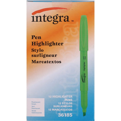 Integra Fluorescent Highlighters: Chisel Marker Point Green Ink - 1 Dozen - Highlighters