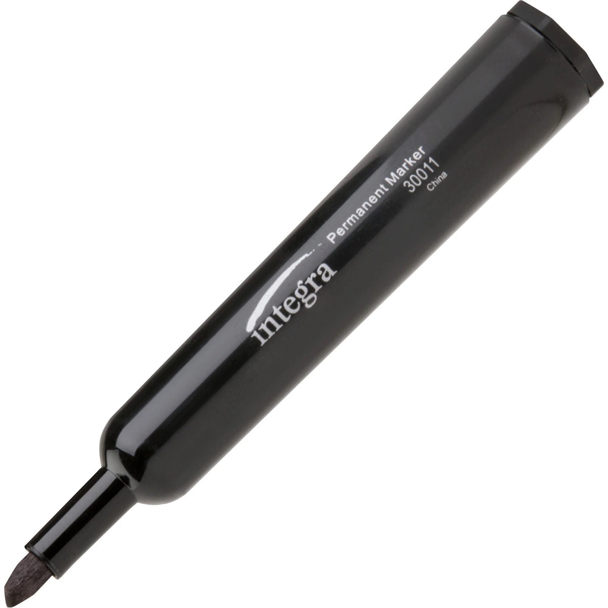 Integra Permanent Chisel Markers - Black Ink - 12/Box - & Dry-Erase