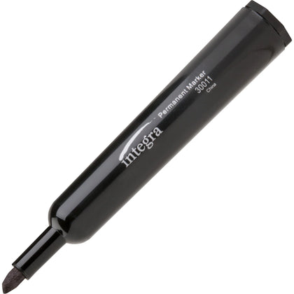 Integra Permanent Chisel Markers - Black Ink - 12/Box - & Dry-Erase