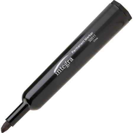 Integra Permanent Chisel Markers - Black Ink - 12/Box - & Dry-Erase